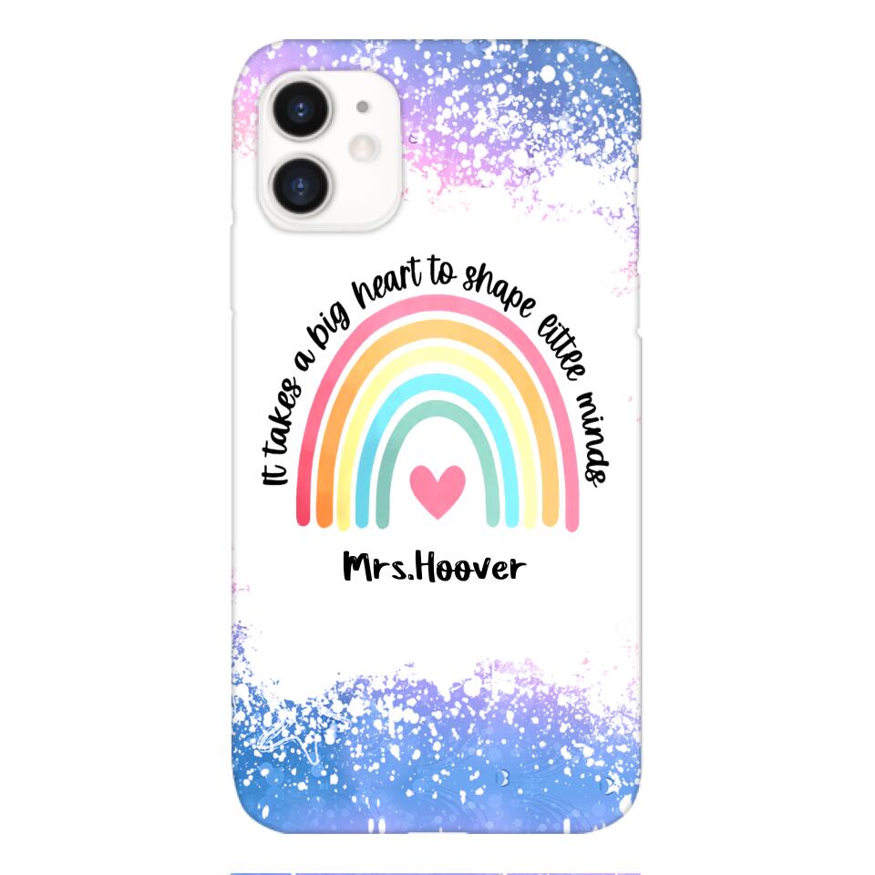 PERSONALIZED IT TAKES A BIG HEART TO SHAPE LITTE MINDS PHONECASE QTVQ2704