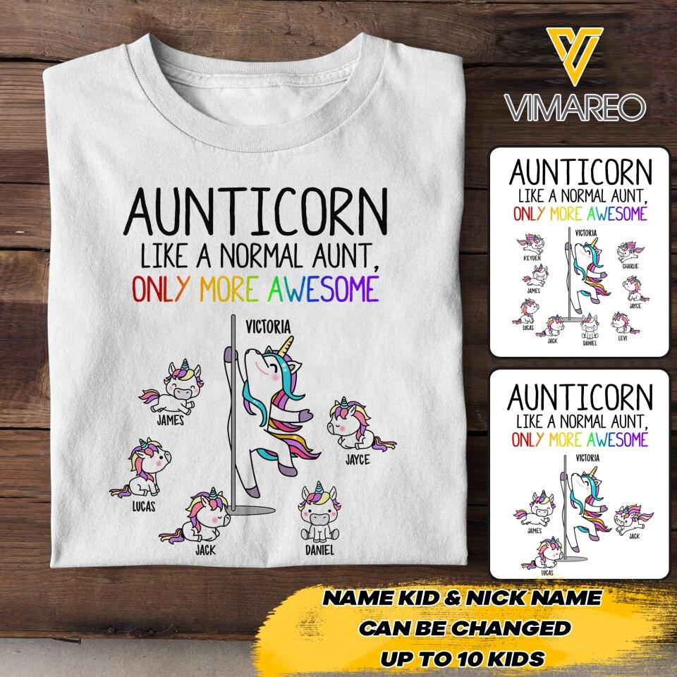 DH Personalized Aunticorn Kid Tshirt Printed HC2704