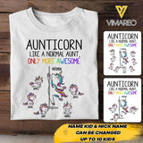 DH Personalized Aunticorn Kid Tshirt Printed HC2704