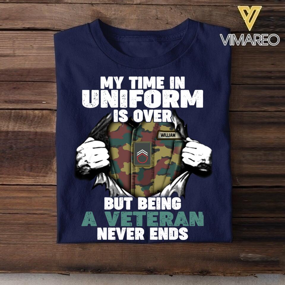 Personalized Belgian Veterans/Soldier Tshirt Printed 22APR-DT29
