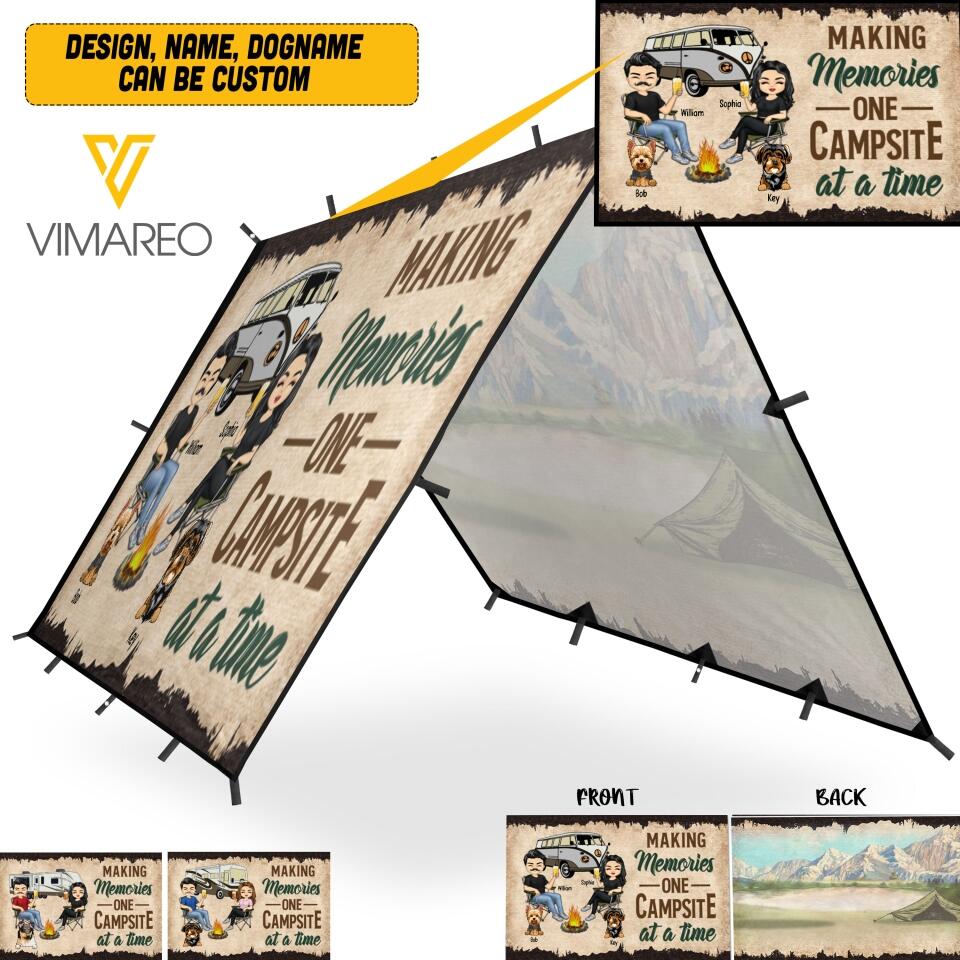 PERSONALIZED MAKING MEMORIES ONE CAMPSITE AT A TIME CAMPING WATERPROOF TARP COVER QTVQ0405