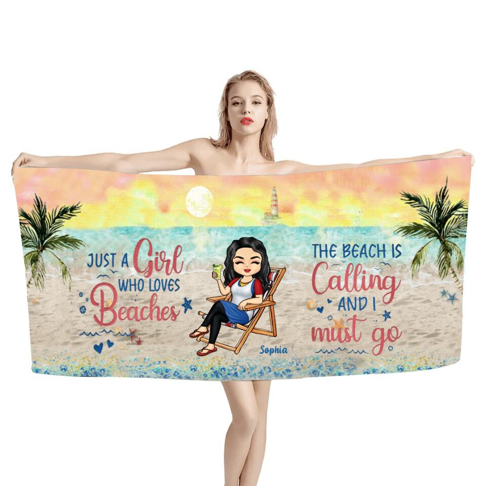 DH Personalized Just A Girl Who Loves Beaches - Beach Towel Printed HC045