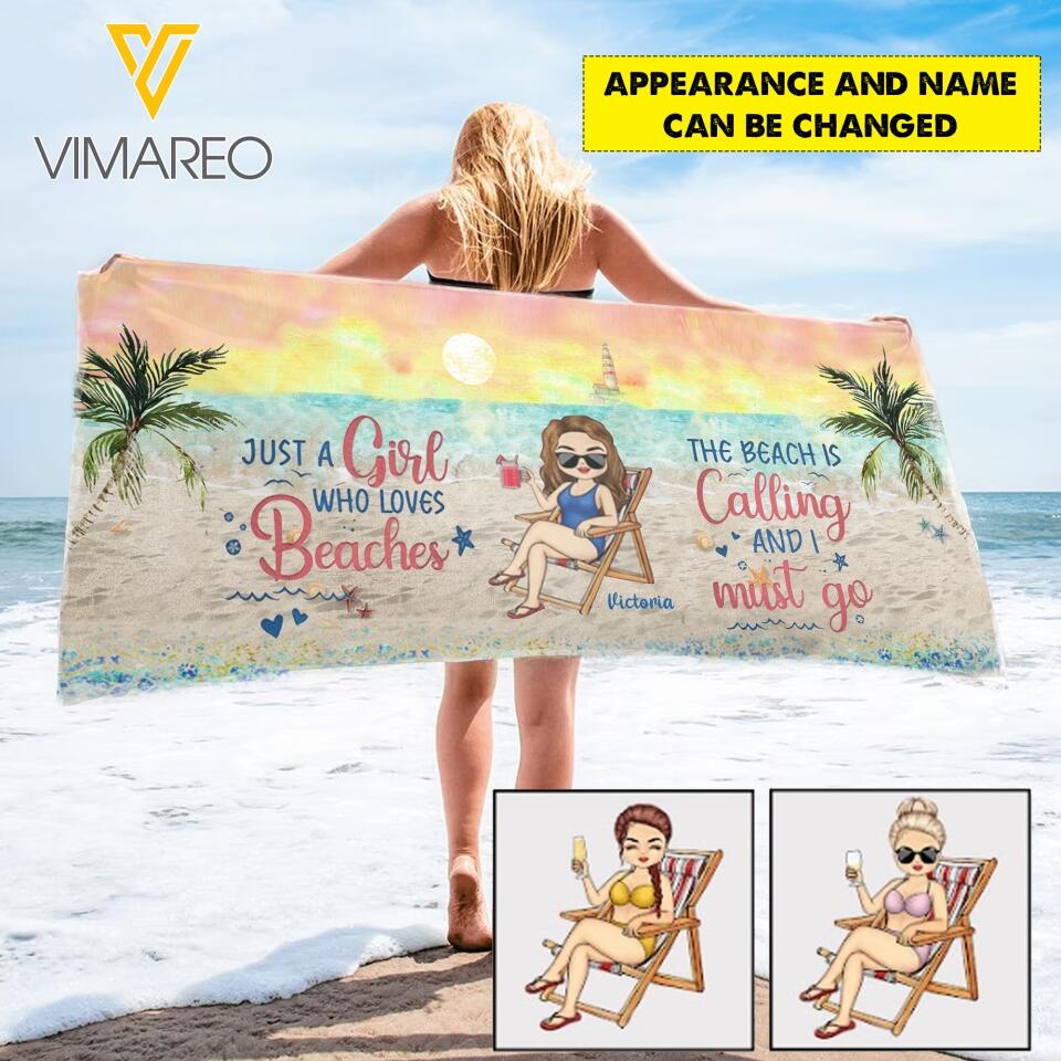 DH Personalized Just A Girl Who Loves Beaches - Beach Towel Printed HC045