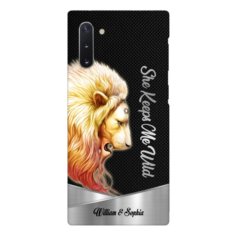 PERSONALIZED HE KEEPS ME SAFE SHE KEEPS ME WIFE COUPLE LION PHONECASE QTDT0505
