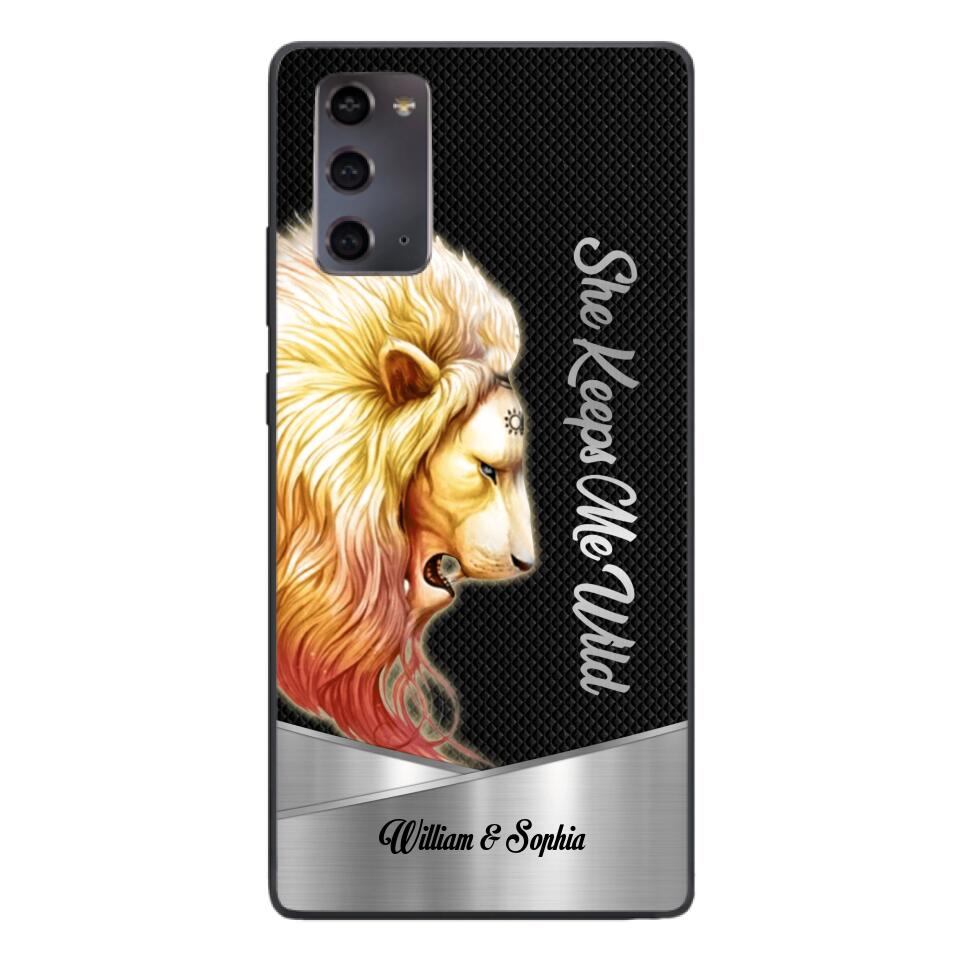 PERSONALIZED HE KEEPS ME SAFE SHE KEEPS ME WIFE COUPLE LION PHONECASE QTDT0505