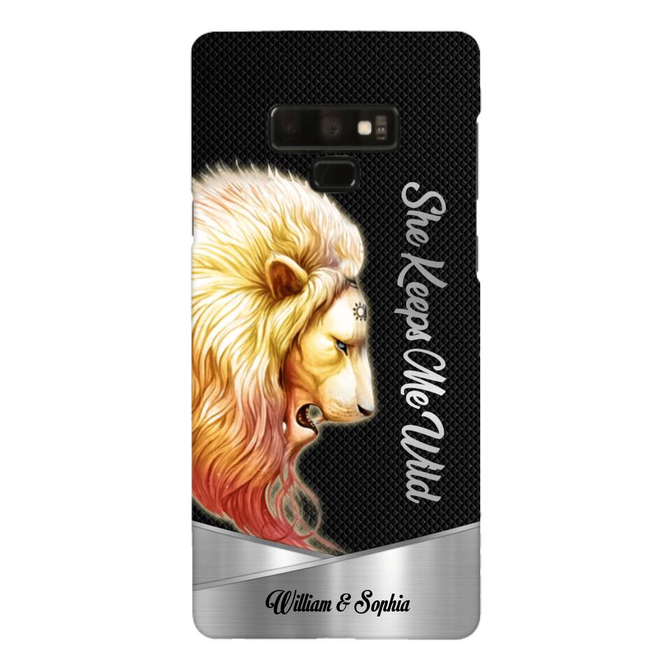 PERSONALIZED HE KEEPS ME SAFE SHE KEEPS ME WIFE COUPLE LION PHONECASE QTDT0505
