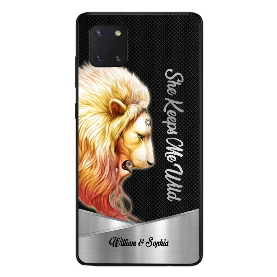 PERSONALIZED HE KEEPS ME SAFE SHE KEEPS ME WIFE COUPLE LION PHONECASE QTDT0505