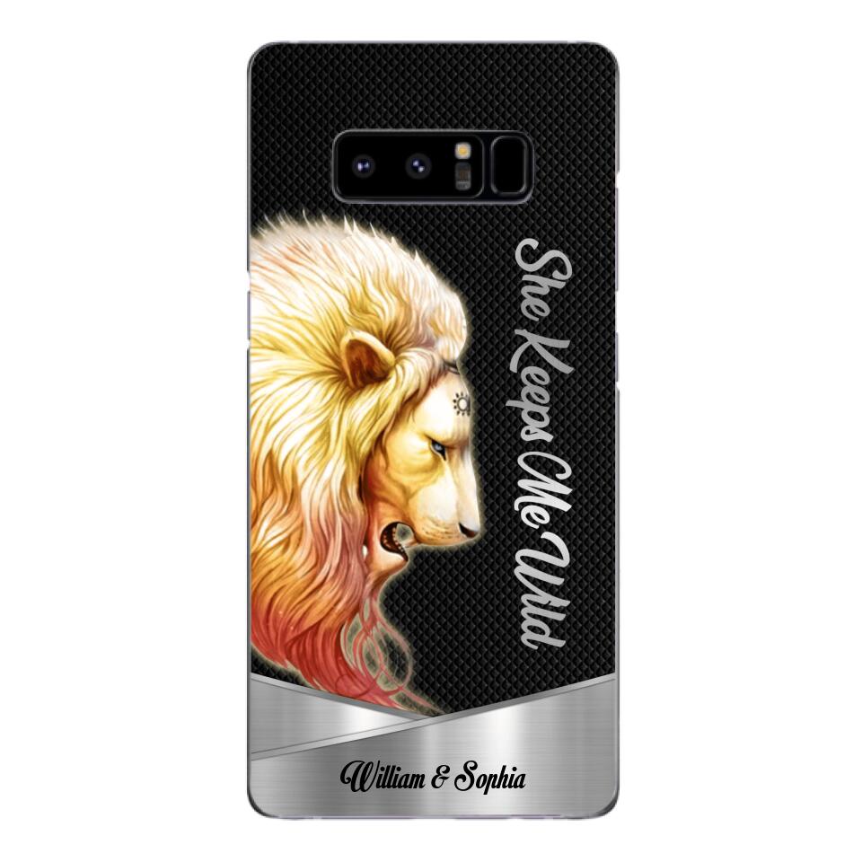 PERSONALIZED HE KEEPS ME SAFE SHE KEEPS ME WIFE COUPLE LION PHONECASE QTDT0505