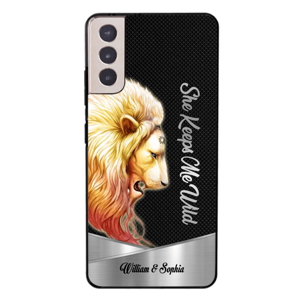 PERSONALIZED HE KEEPS ME SAFE SHE KEEPS ME WIFE COUPLE LION PHONECASE QTDT0505