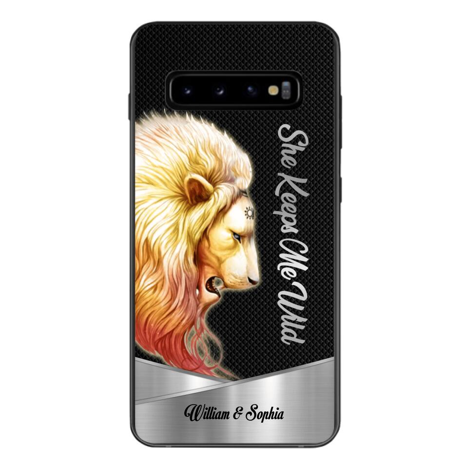 PERSONALIZED HE KEEPS ME SAFE SHE KEEPS ME WIFE COUPLE LION PHONECASE QTDT0505