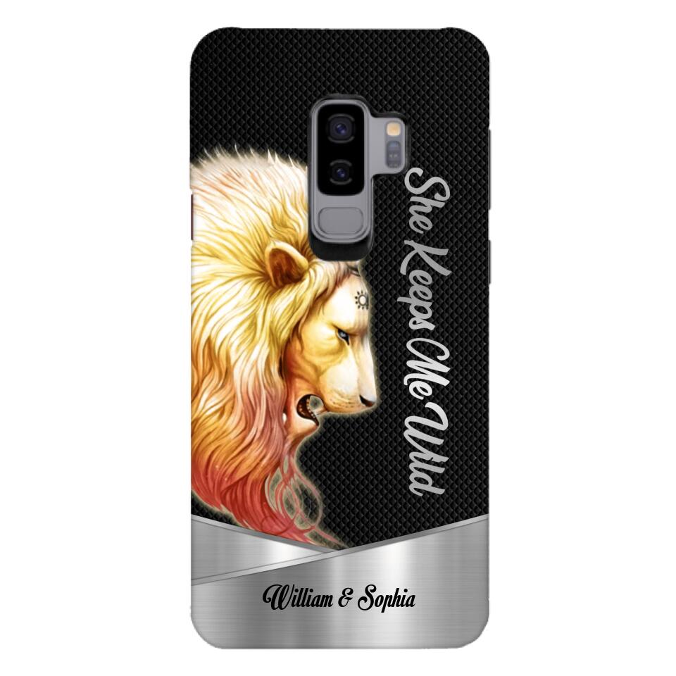 PERSONALIZED HE KEEPS ME SAFE SHE KEEPS ME WIFE COUPLE LION PHONECASE QTDT0505
