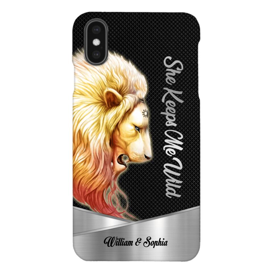 PERSONALIZED HE KEEPS ME SAFE SHE KEEPS ME WIFE COUPLE LION PHONECASE QTDT0505