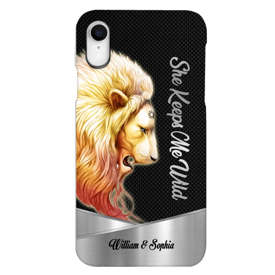 PERSONALIZED HE KEEPS ME SAFE SHE KEEPS ME WIFE COUPLE LION PHONECASE QTDT0505