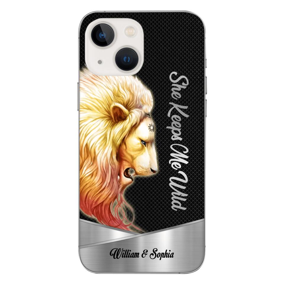 PERSONALIZED HE KEEPS ME SAFE SHE KEEPS ME WIFE COUPLE LION PHONECASE QTDT0505