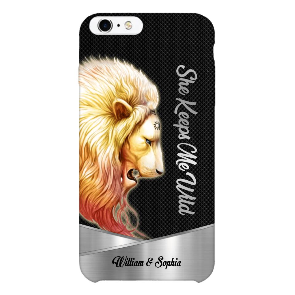 PERSONALIZED HE KEEPS ME SAFE SHE KEEPS ME WIFE COUPLE LION PHONECASE QTDT0505