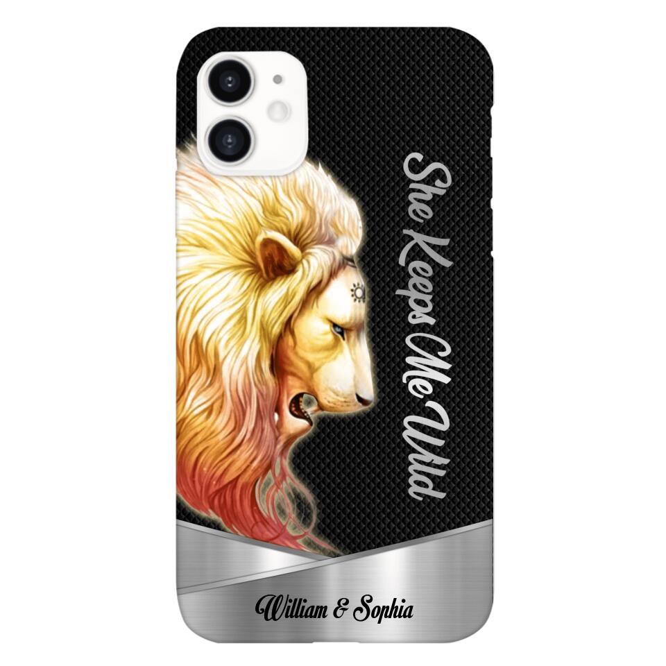 PERSONALIZED HE KEEPS ME SAFE SHE KEEPS ME WIFE COUPLE LION PHONECASE QTDT0505