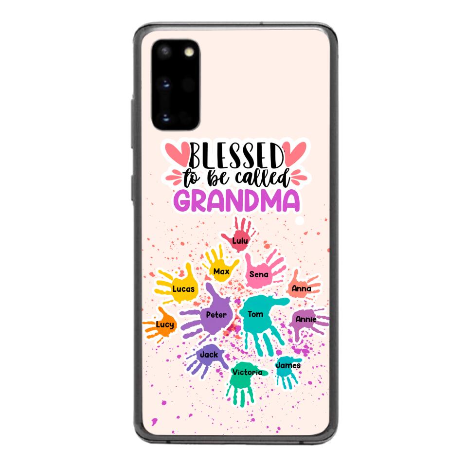 PERSONALIZED BLESSED TO BE CALLED GRANDMA HAND KID NAME PHONECASE QTTN0505