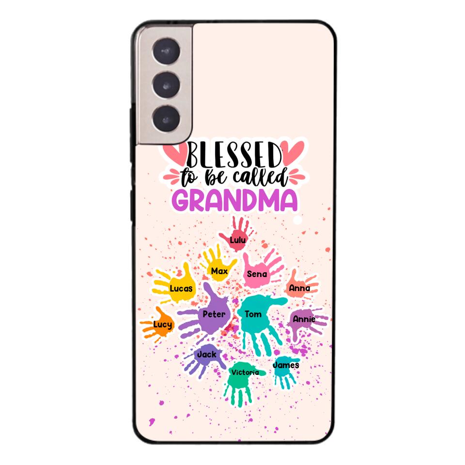 PERSONALIZED BLESSED TO BE CALLED GRANDMA HAND KID NAME PHONECASE QTTN0505