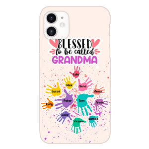 PERSONALIZED BLESSED TO BE CALLED GRANDMA HAND KID NAME PHONECASE QTTN0505