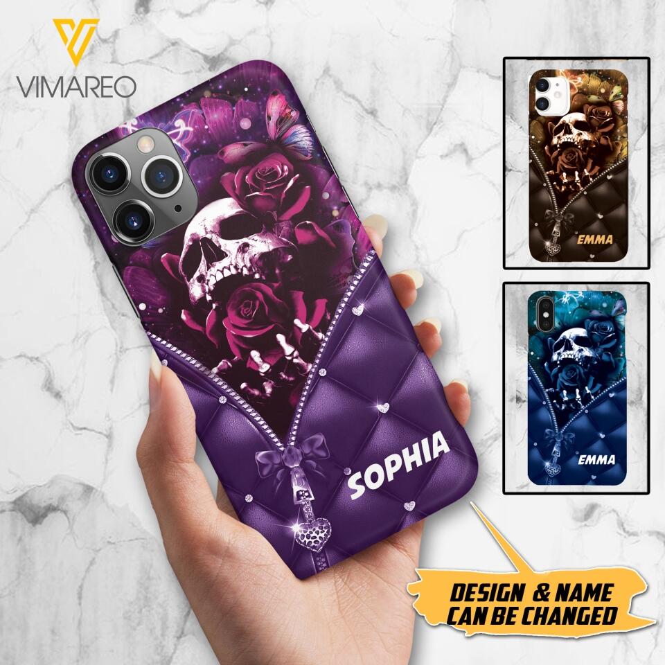 PERSONALIZED SKULL GIRL ROSE PHONECASE NQTN0505