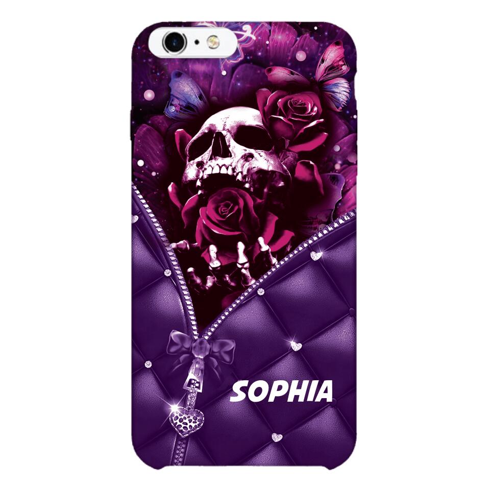 PERSONALIZED SKULL GIRL ROSE PHONECASE NQTN0505