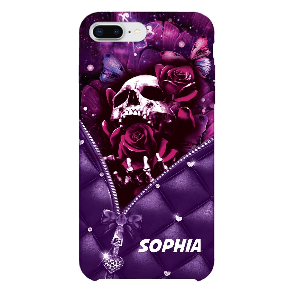 PERSONALIZED SKULL GIRL ROSE PHONECASE NQTN0505