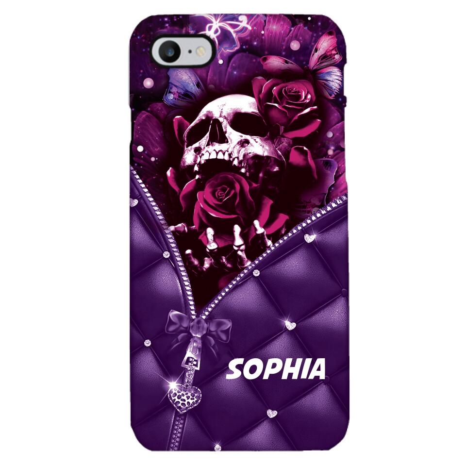 PERSONALIZED SKULL GIRL ROSE PHONECASE NQTN0505