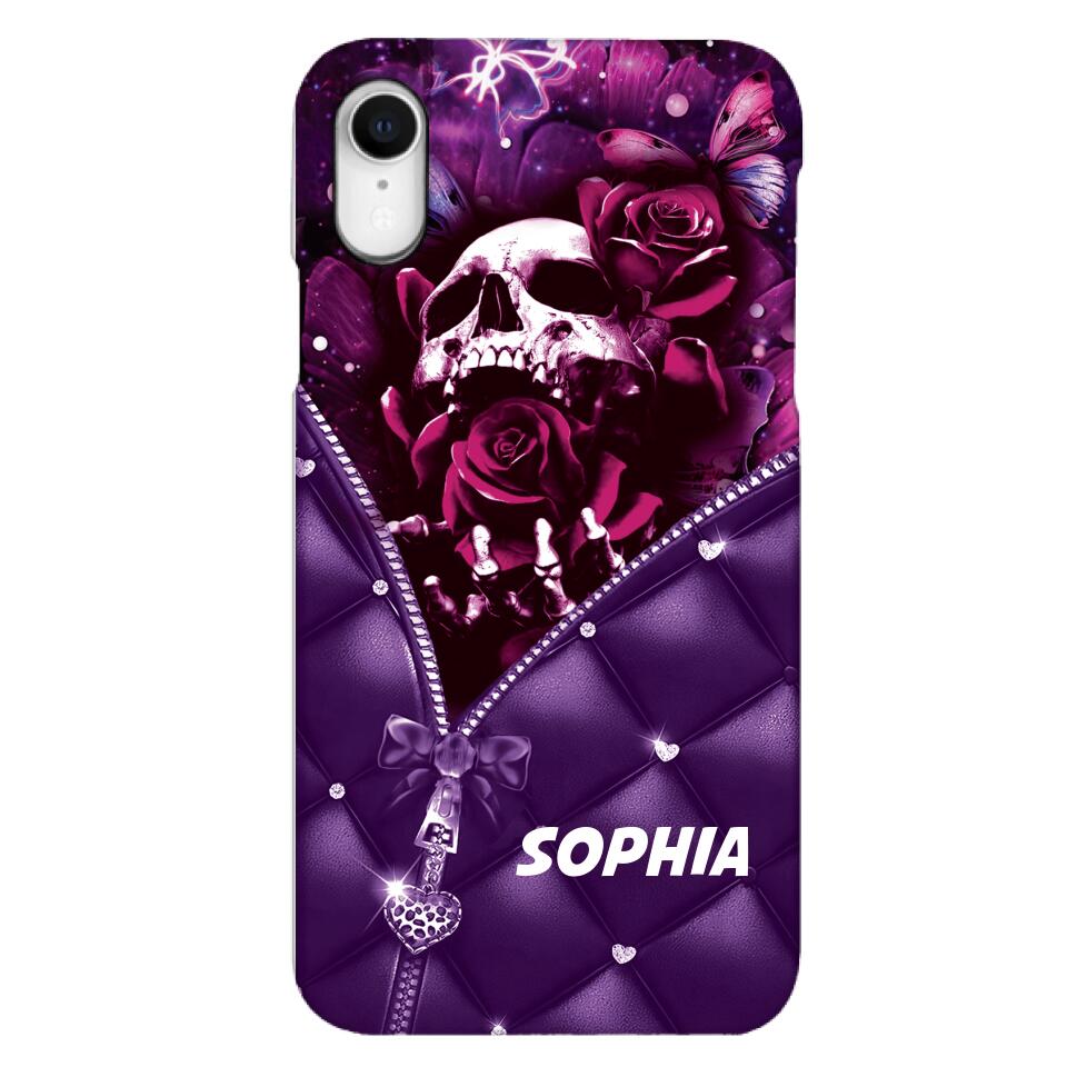 PERSONALIZED SKULL GIRL ROSE PHONECASE NQTN0505