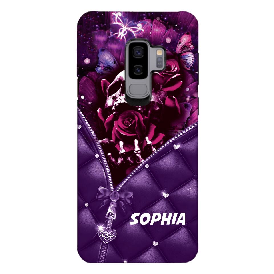 PERSONALIZED SKULL GIRL ROSE PHONECASE NQTN0505