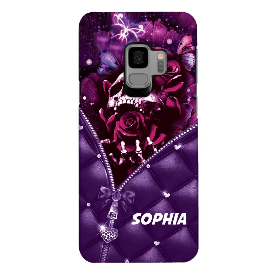 PERSONALIZED SKULL GIRL ROSE PHONECASE NQTN0505