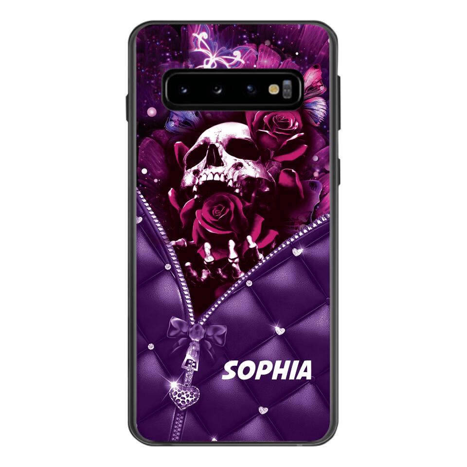 PERSONALIZED SKULL GIRL ROSE PHONECASE NQTN0505