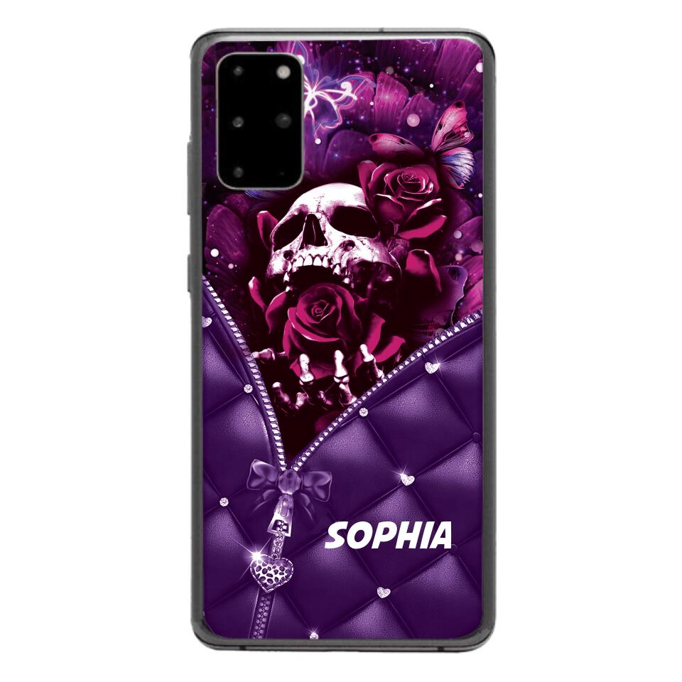 PERSONALIZED SKULL GIRL ROSE PHONECASE NQTN0505