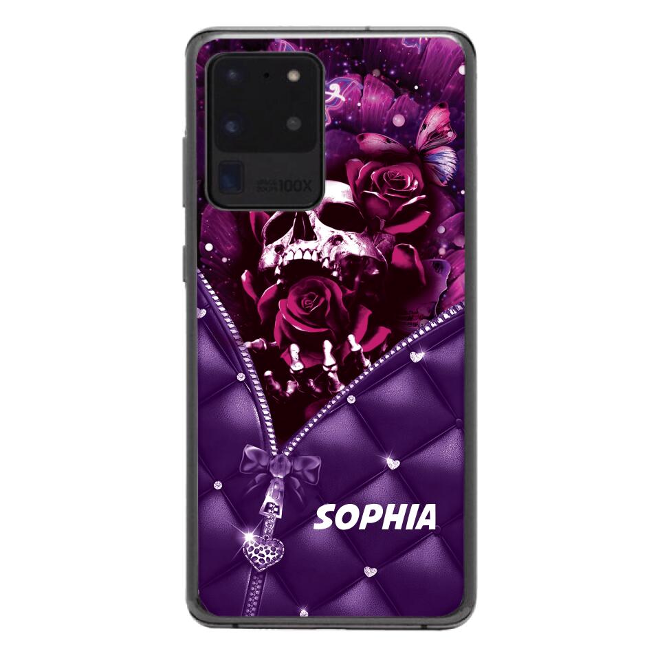 PERSONALIZED SKULL GIRL ROSE PHONECASE NQTN0505