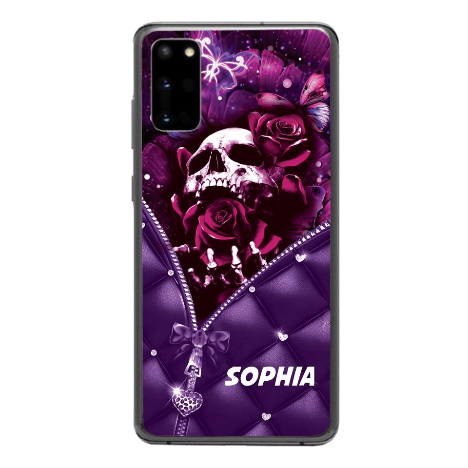 PERSONALIZED SKULL GIRL ROSE PHONECASE NQTN0505