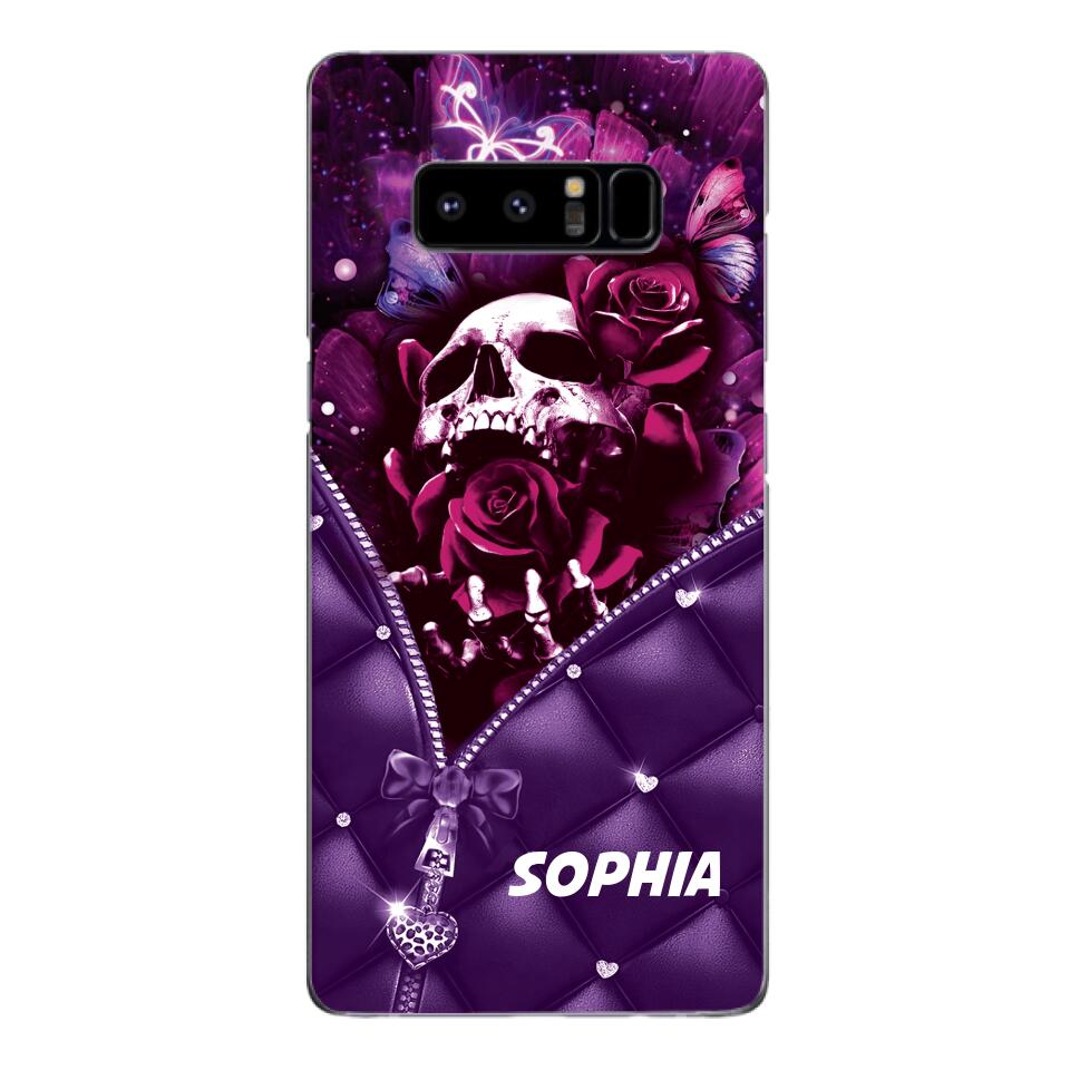 PERSONALIZED SKULL GIRL ROSE PHONECASE NQTN0505