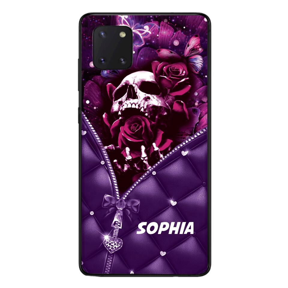 PERSONALIZED SKULL GIRL ROSE PHONECASE NQTN0505