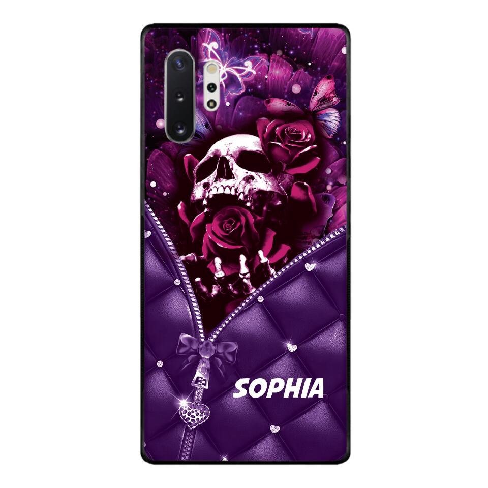 PERSONALIZED SKULL GIRL ROSE PHONECASE NQTN0505