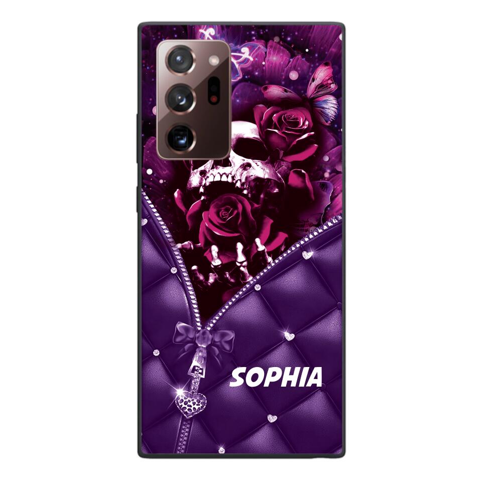 PERSONALIZED SKULL GIRL ROSE PHONECASE NQTN0505