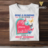 PERSONALIZED BEING A GRANDMA IS AN HONOR BEING A GREAT GRANDMA IS PRICELESS TSHIRT NQDT0605