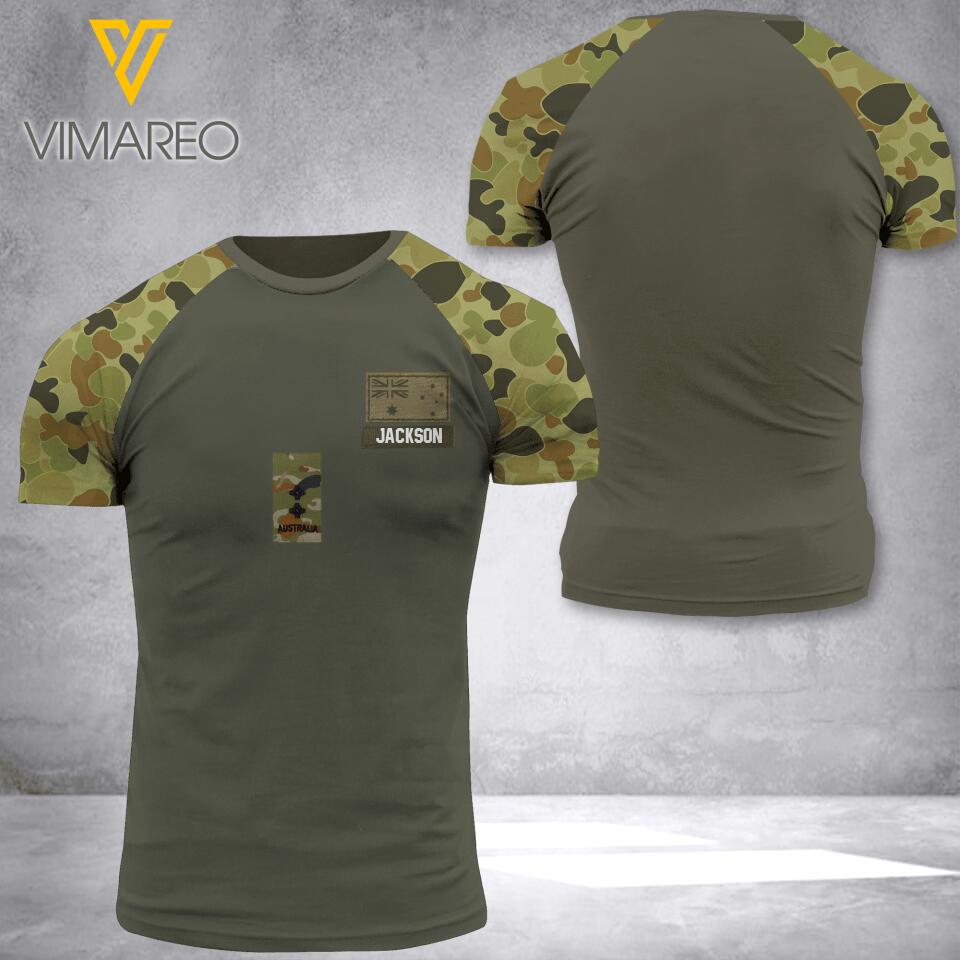 PERSONALIZED AUSTRALIAN ARMY WITH RANK TSHIRT PRINTED QTDT1205