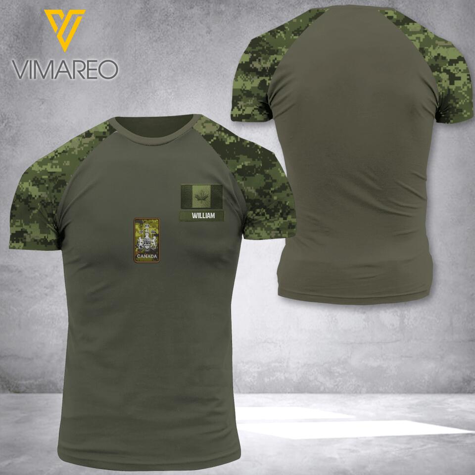 PERSONALIZED CANADIAN ARMY WITH RANK TSHIRT PRINTED QTDT1205