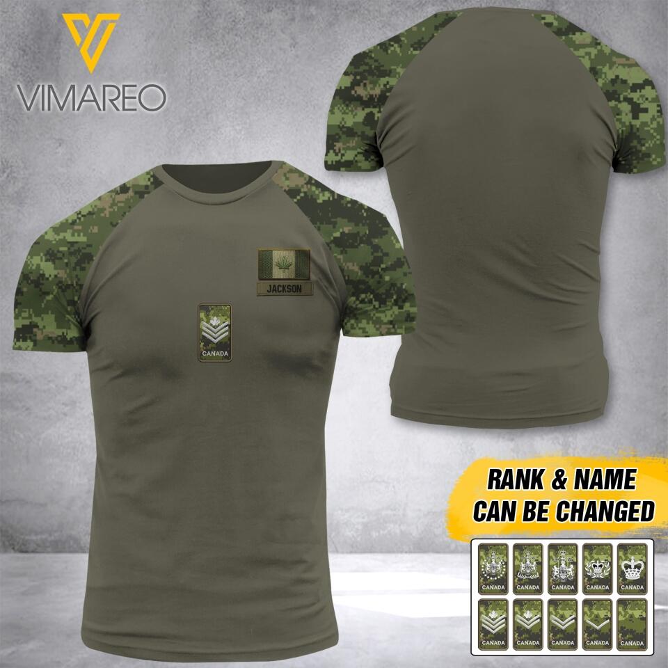 PERSONALIZED CANADIAN ARMY WITH RANK TSHIRT PRINTED QTDT1205