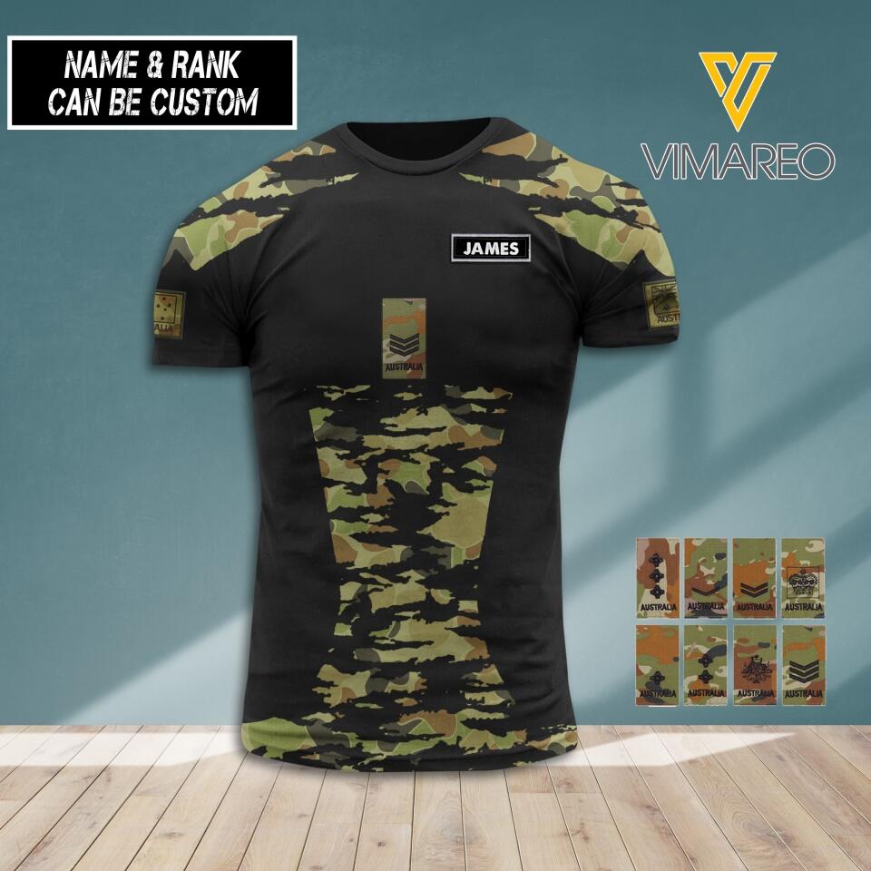 PERSONALIZED AUSTRALIAN ARMY RANK HOODIE OR TSHIRT 3D PRINTED QTHC1205