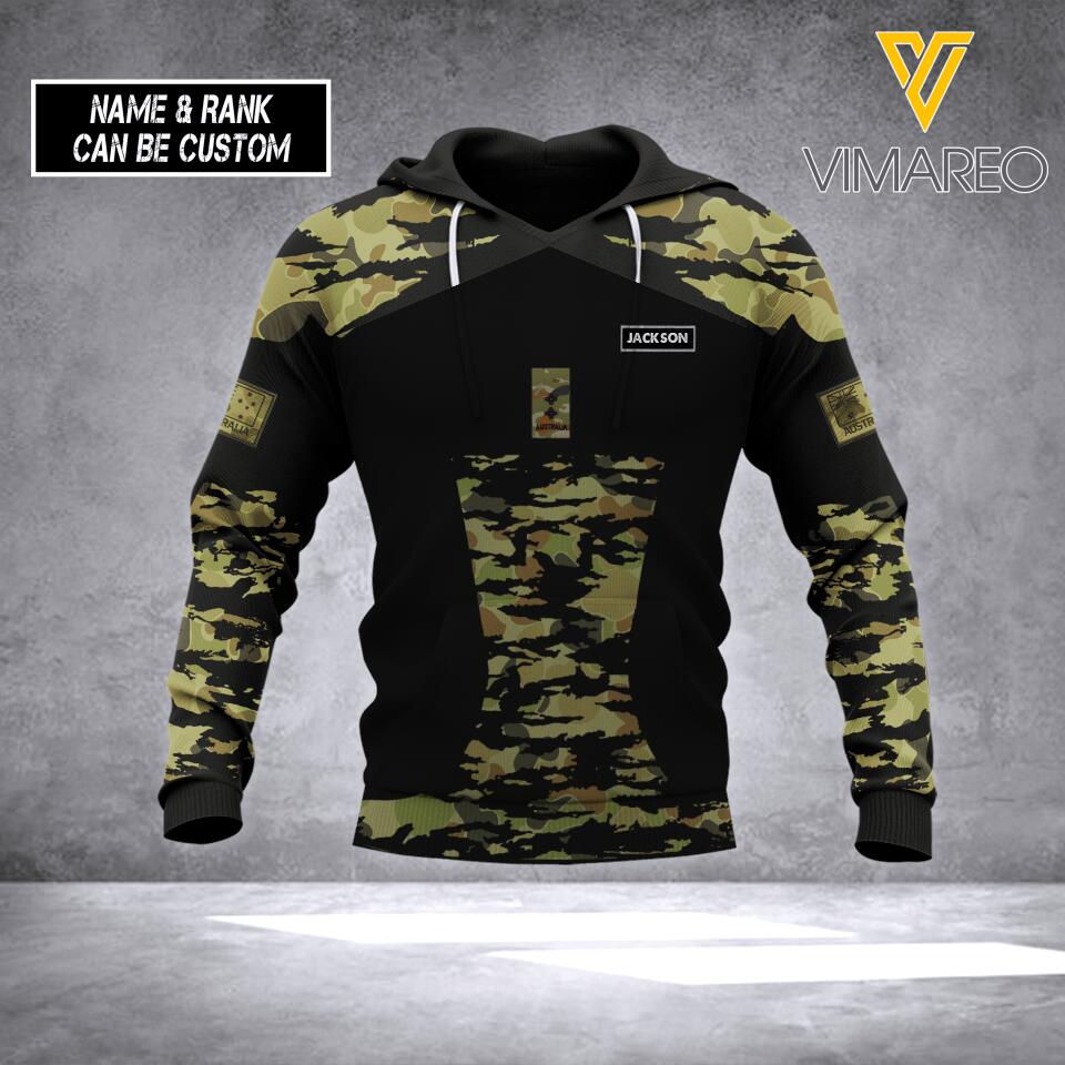 PERSONALIZED AUSTRALIAN ARMY RANK HOODIE OR TSHIRT 3D PRINTED QTHC1205
