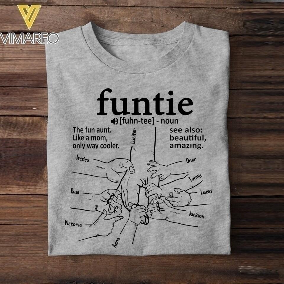 PERSONALIZED FUNTIE KID NAME HAND TSHIRT NQHC1205