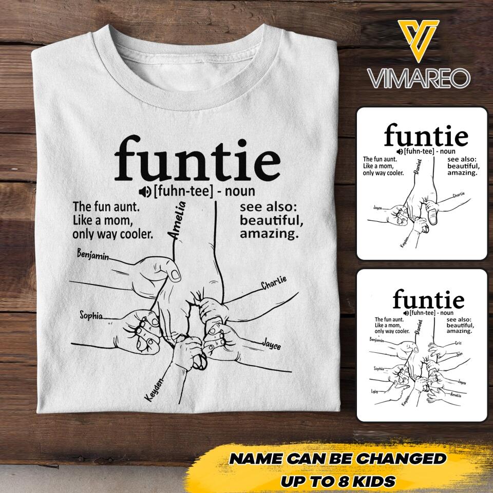 PERSONALIZED FUNTIE KID NAME HAND TSHIRT NQHC1205