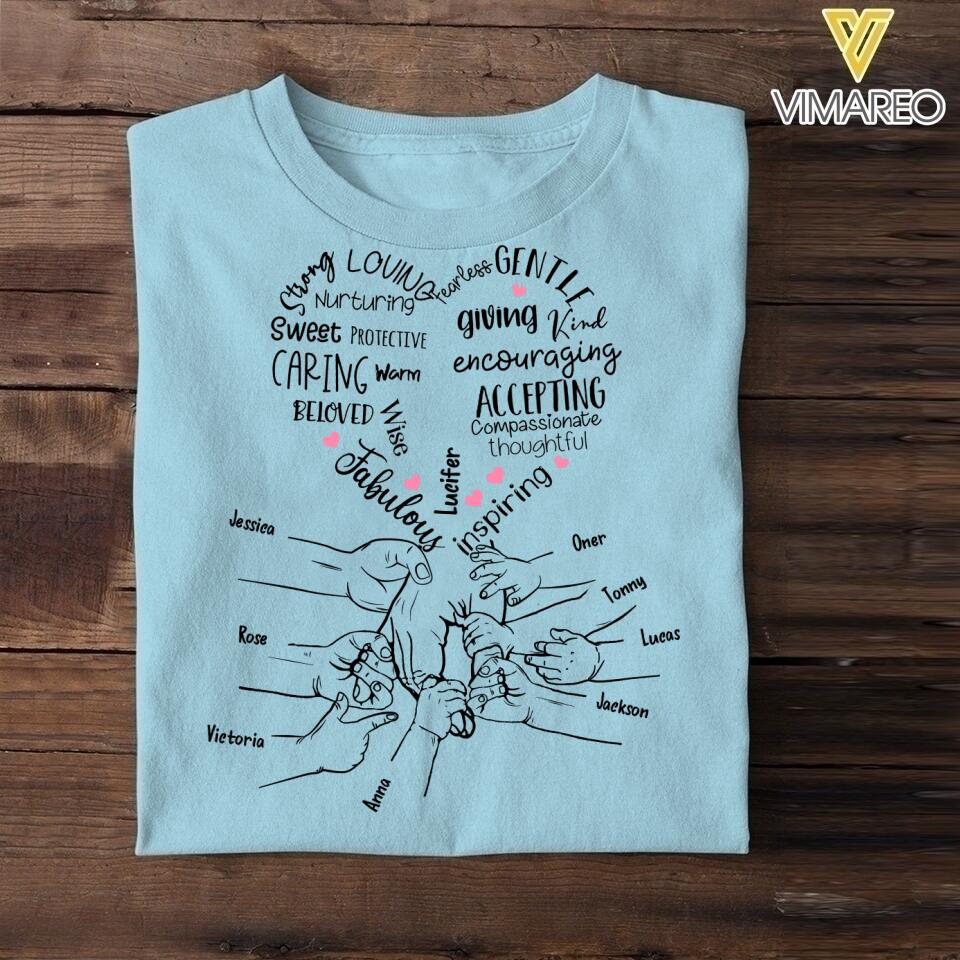 PERSONALIZED AUNT FAMILY KID NAME HAND TSHIRT NQHC1205
