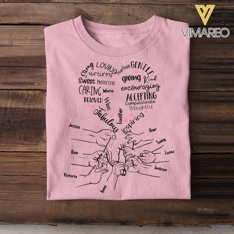 PERSONALIZED AUNT FAMILY KID NAME HAND TSHIRT NQHC1205