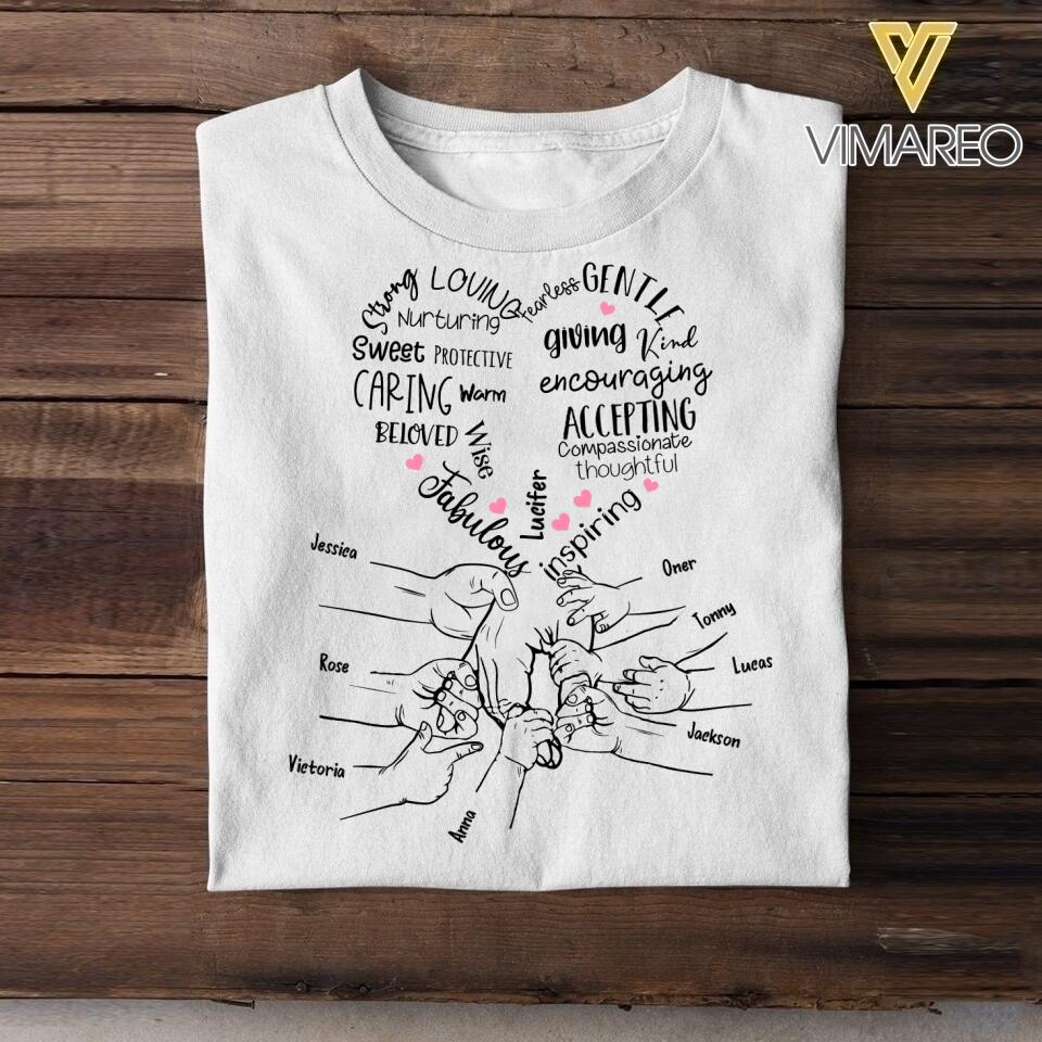 PERSONALIZED AUNT FAMILY KID NAME HAND TSHIRT NQHC1205