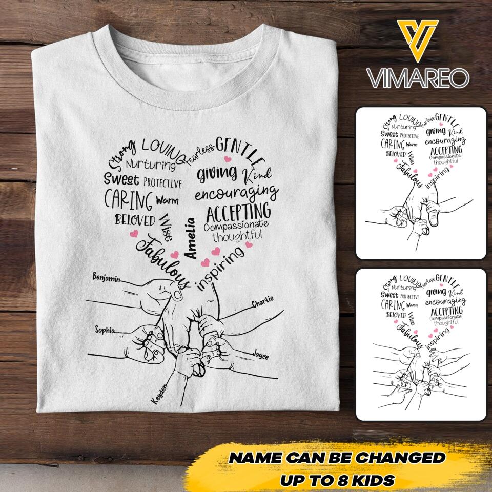 PERSONALIZED AUNT FAMILY KID NAME HAND TSHIRT NQHC1205